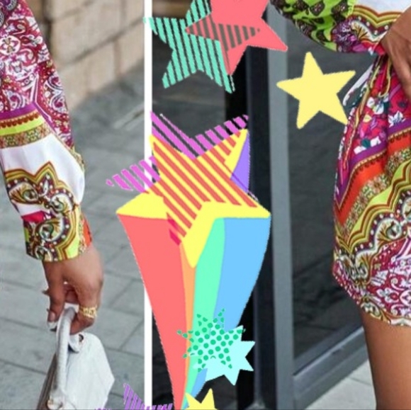 High Waist Patchwork Print Shorts Multi Color - Picture 7 of 16